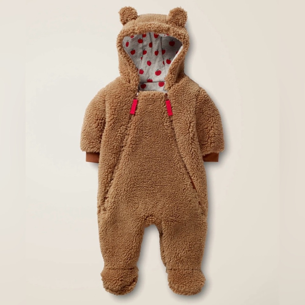 Baby Boden Unisex Brown Fleece Bear Cosy All-In-One - Size 6-12M